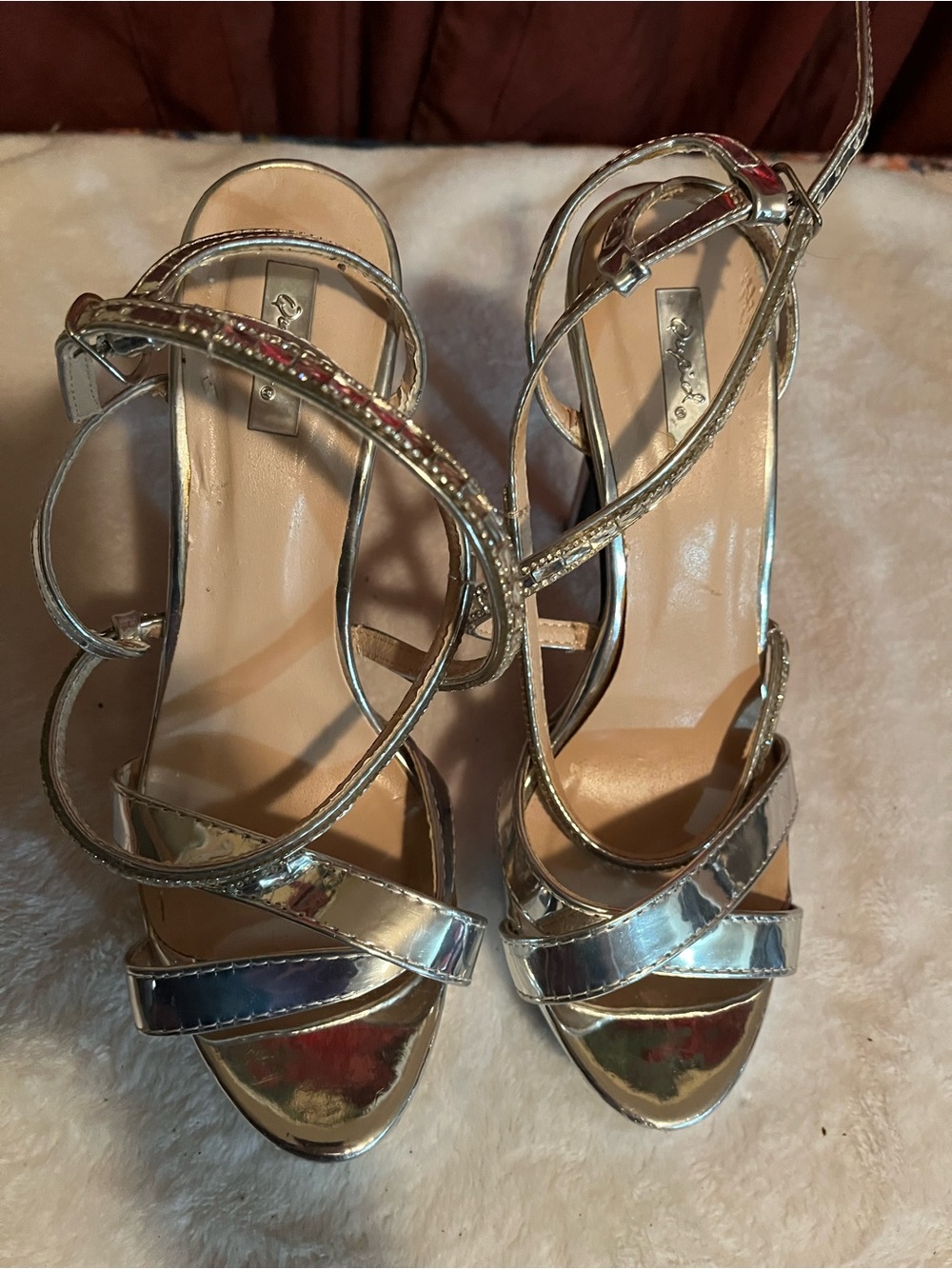 Metallic Silver Strappy High Heel Sandals for Women-8